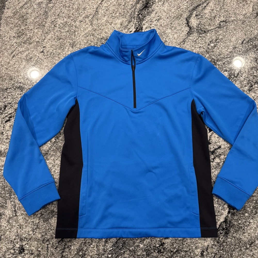 Nike Golf Tour Performance 1/4 Zip Men's Blue Long Sleeve Therma-Fit Size M #878 - Picture 2 of 12